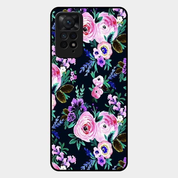 Cute Floral Glass Case Cover For Redmi Note 11 Pro 5G