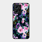 Cute Floral Glass Case Cover For Redmi Note 12 4G