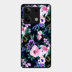 Cute Floral Glass Case Cover For Redmi Note 13 5G
