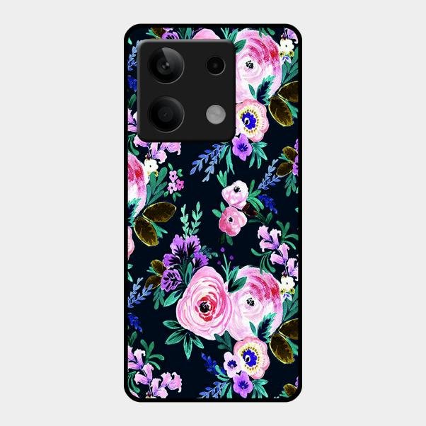 Cute Floral Glass Case Cover For Redmi Note 13 5G