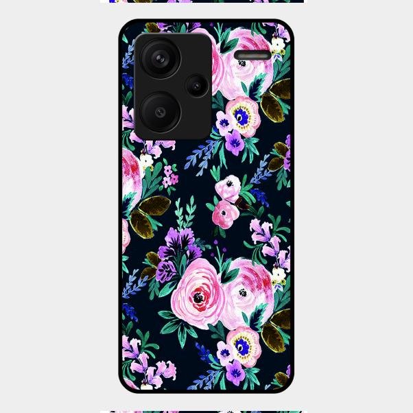 Cute Floral Glass Case Cover For Redmi Note 13 Pro Plus 5G