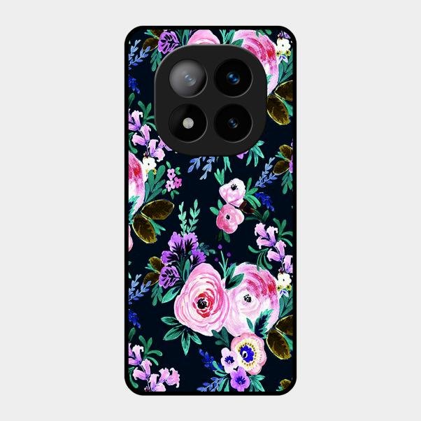 Cute Floral Glass Case Cover For Redmi Note 14 Pro Plus 5G