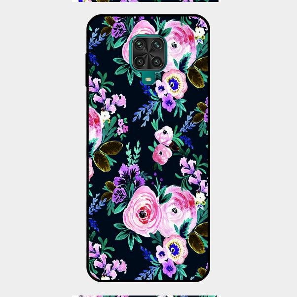 Cute Floral Glass Case Cover For Redmi Note 9 Pro Max