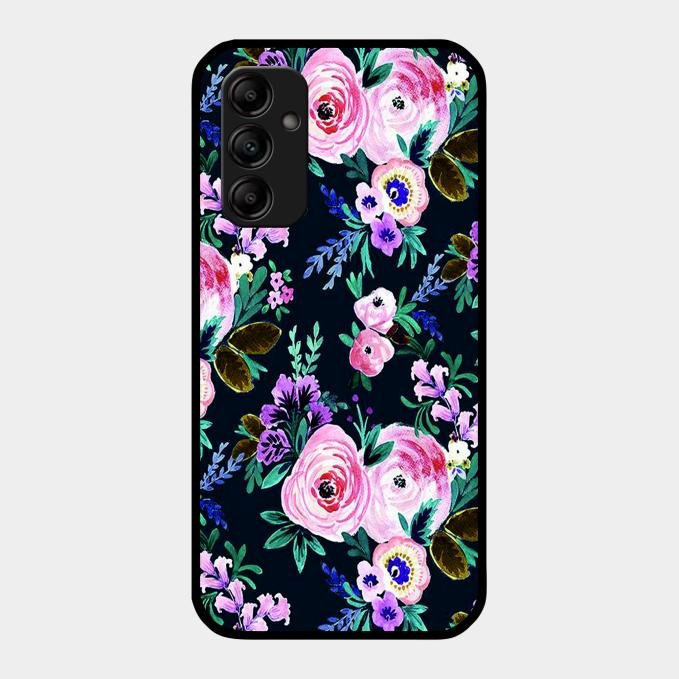 Cute Floral Glass Case Cover For Samsung Galaxy M14 5G