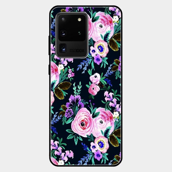 Cute Floral Glass Case Cover For Samsung Galaxy S20 Ultra
