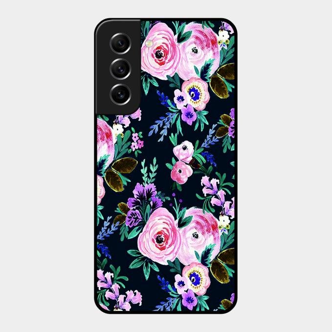 Cute Floral Glass Case Cover For Samsung Galaxy S21 Fe 5G