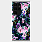 Cute Floral Glass Case Cover For Samsung Galaxy S22 Ultra 5G