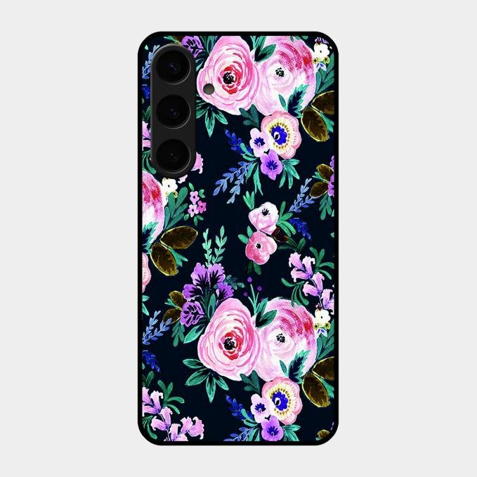 Cute Floral Glass Case Cover For Samsung Galaxy S24 Plus 5G