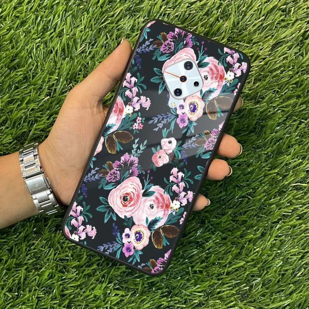 Cute Floral Glass Case Cover For Vivo - ShopOnCliQ
