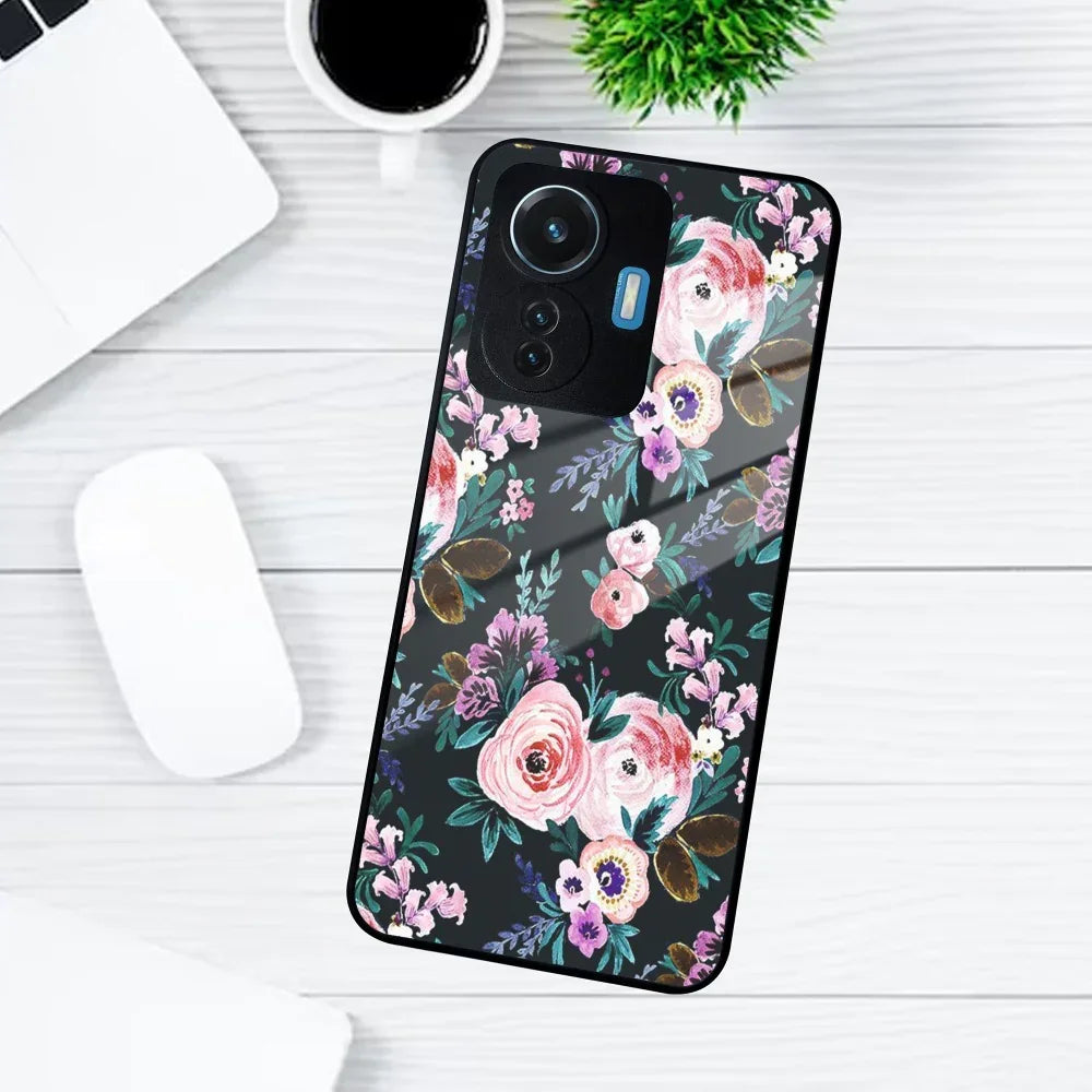Cute Floral Glass Case Cover For Vivo - ShopOnCliQ