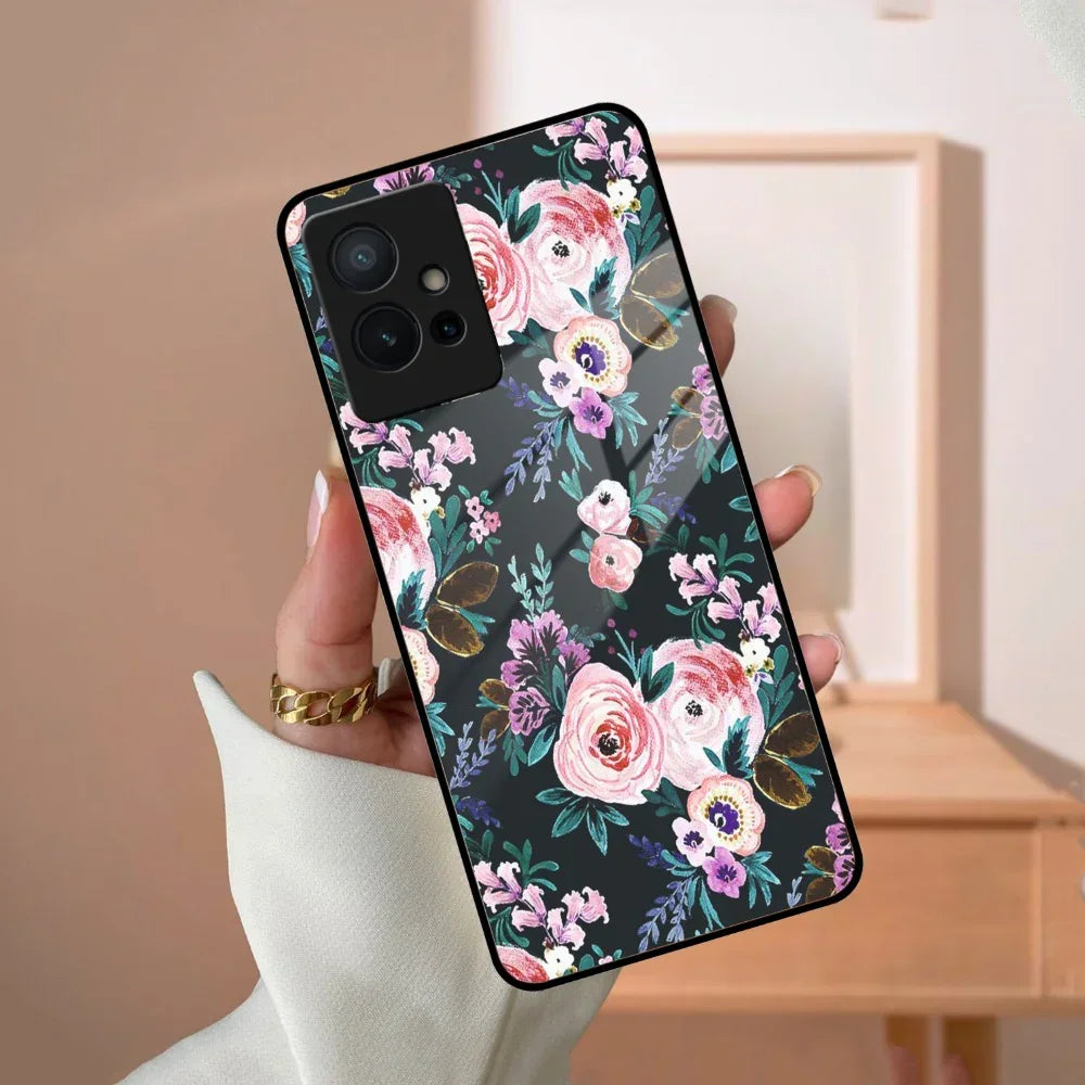 Cute Floral Glass Case Cover For Vivo - ShopOnCliQ