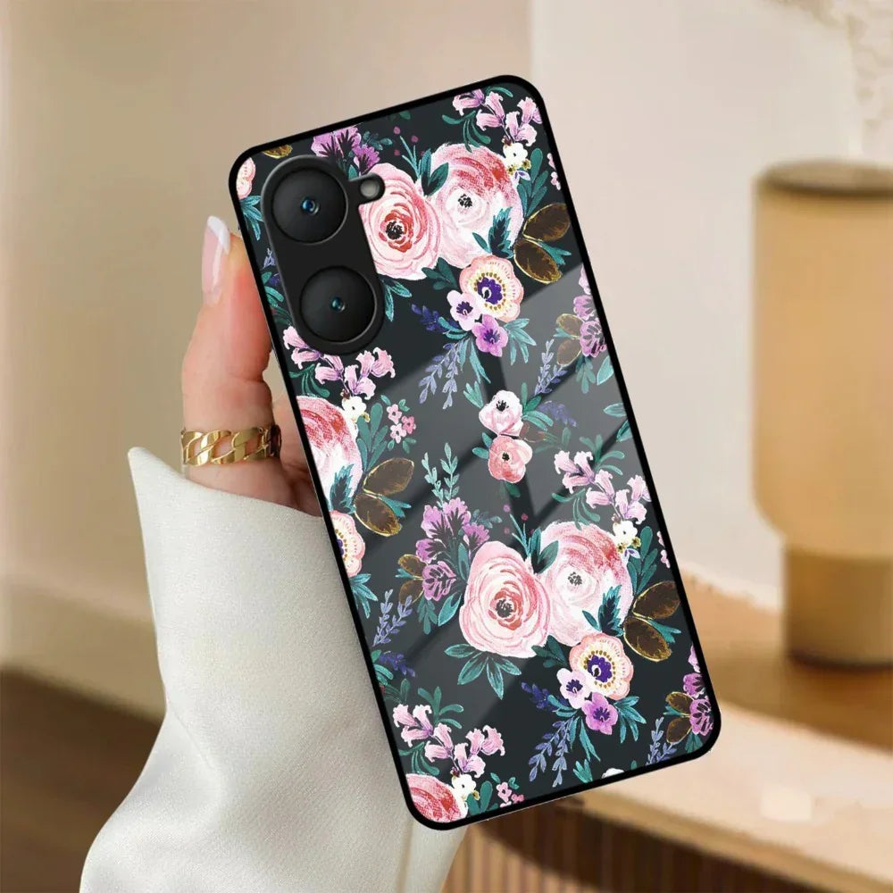 Cute Floral Glass Case Cover For Vivo - ShopOnCliQ