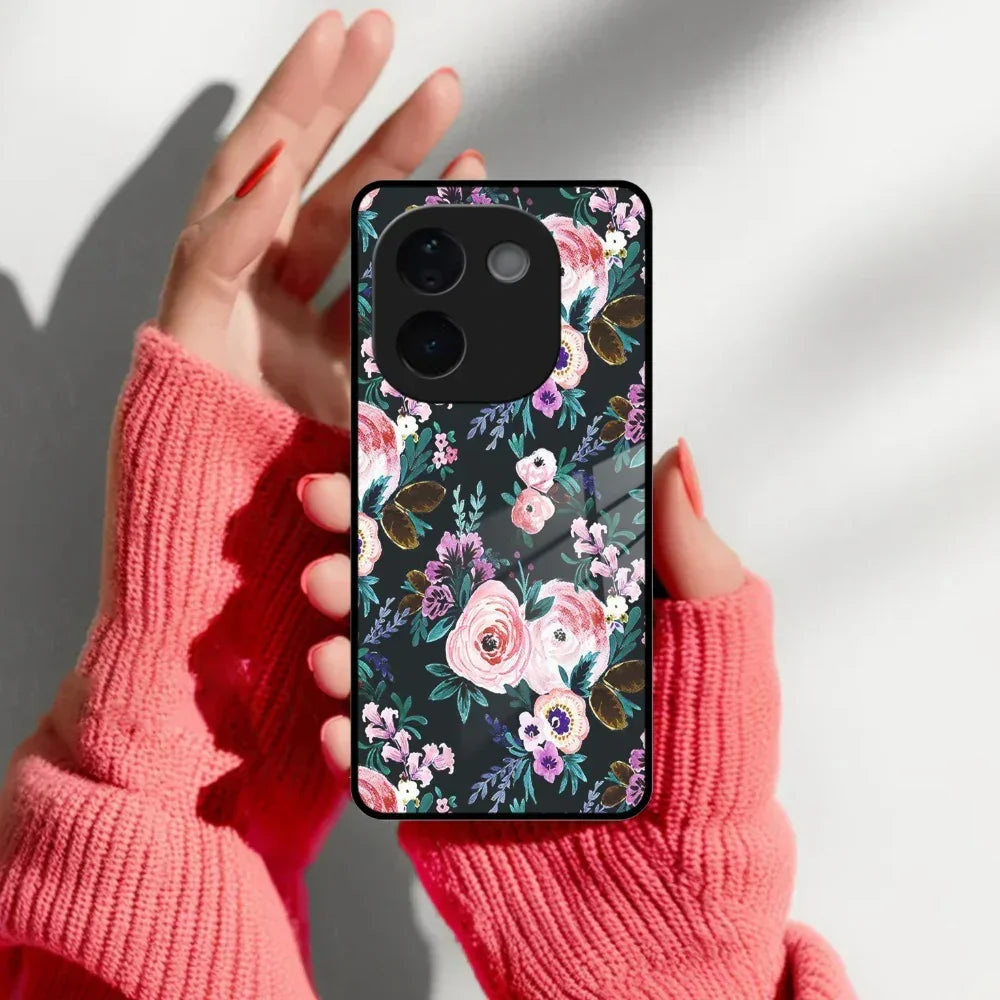 Cute Floral Glass Case Cover For Vivo - ShopOnCliQ