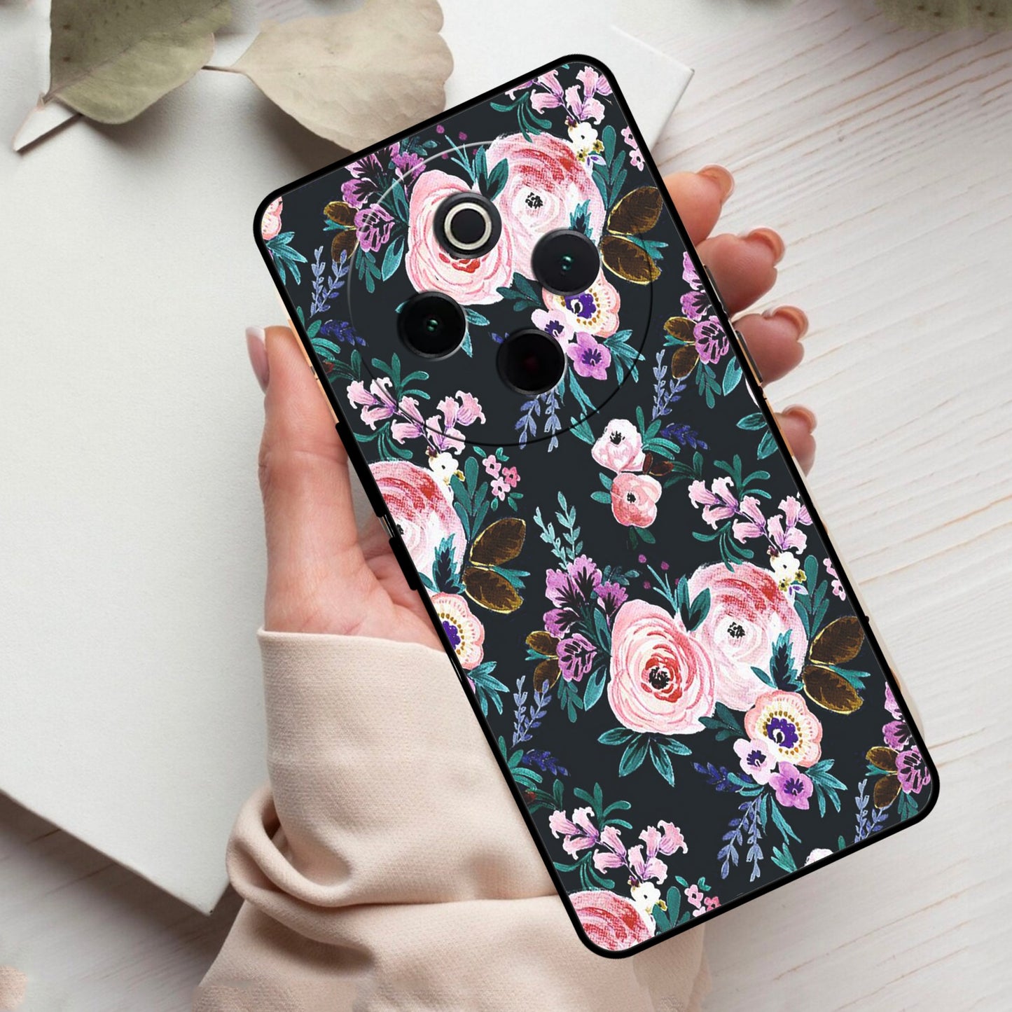 Cute Floral Glass Case Cover For Vivo
