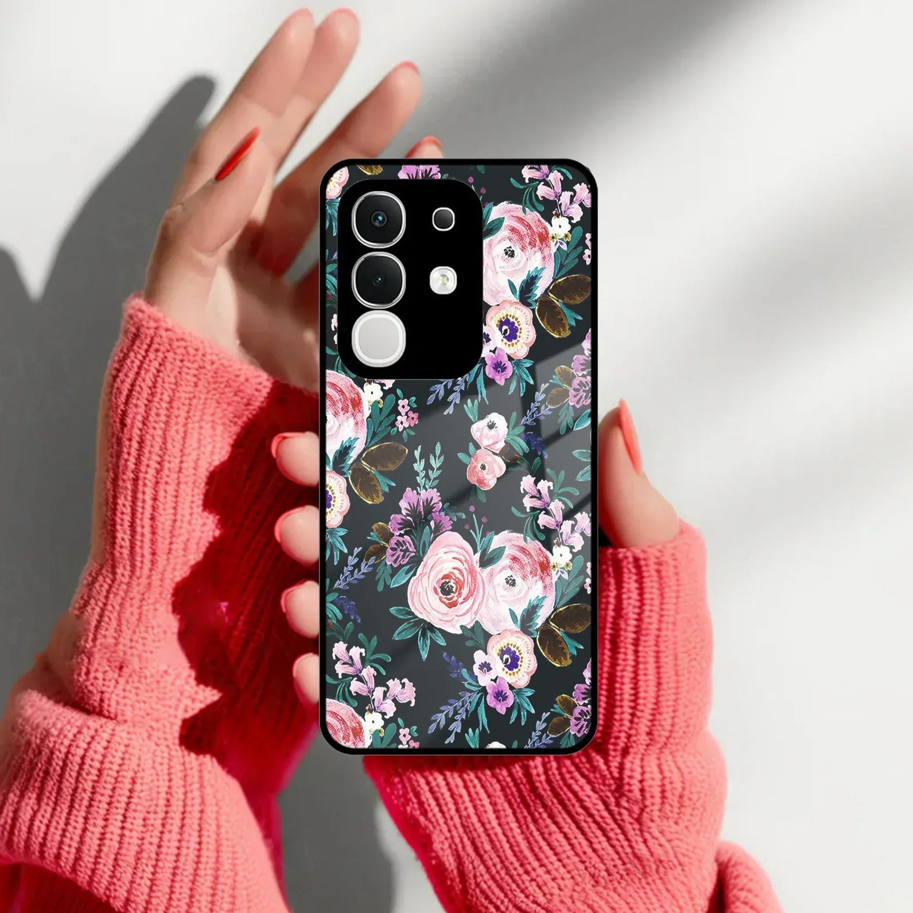 Cute Floral Glass Case Cover For Vivo - ShopOnCliQ