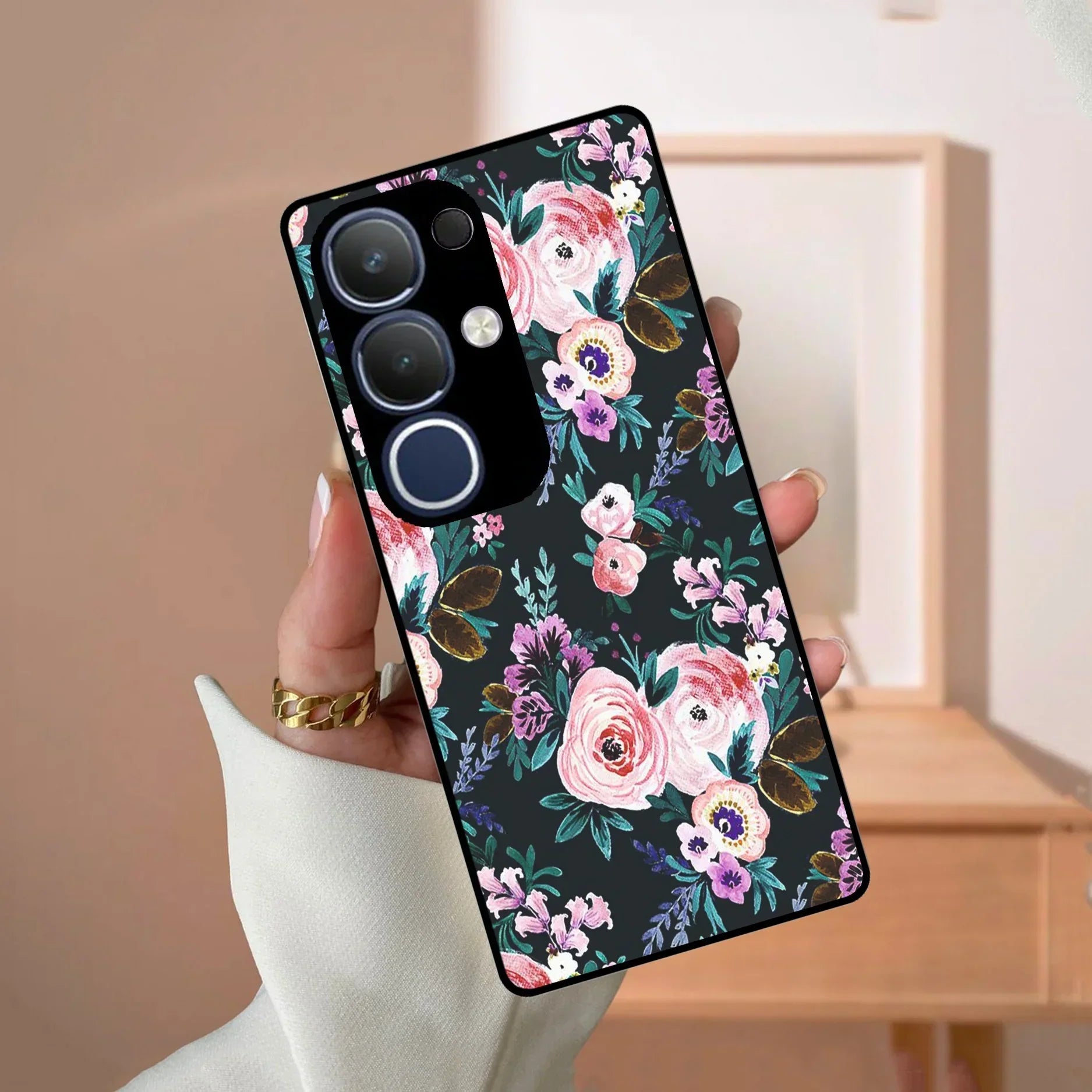 Cute Floral Glass Case Cover For Vivo - ShopOnCliQ