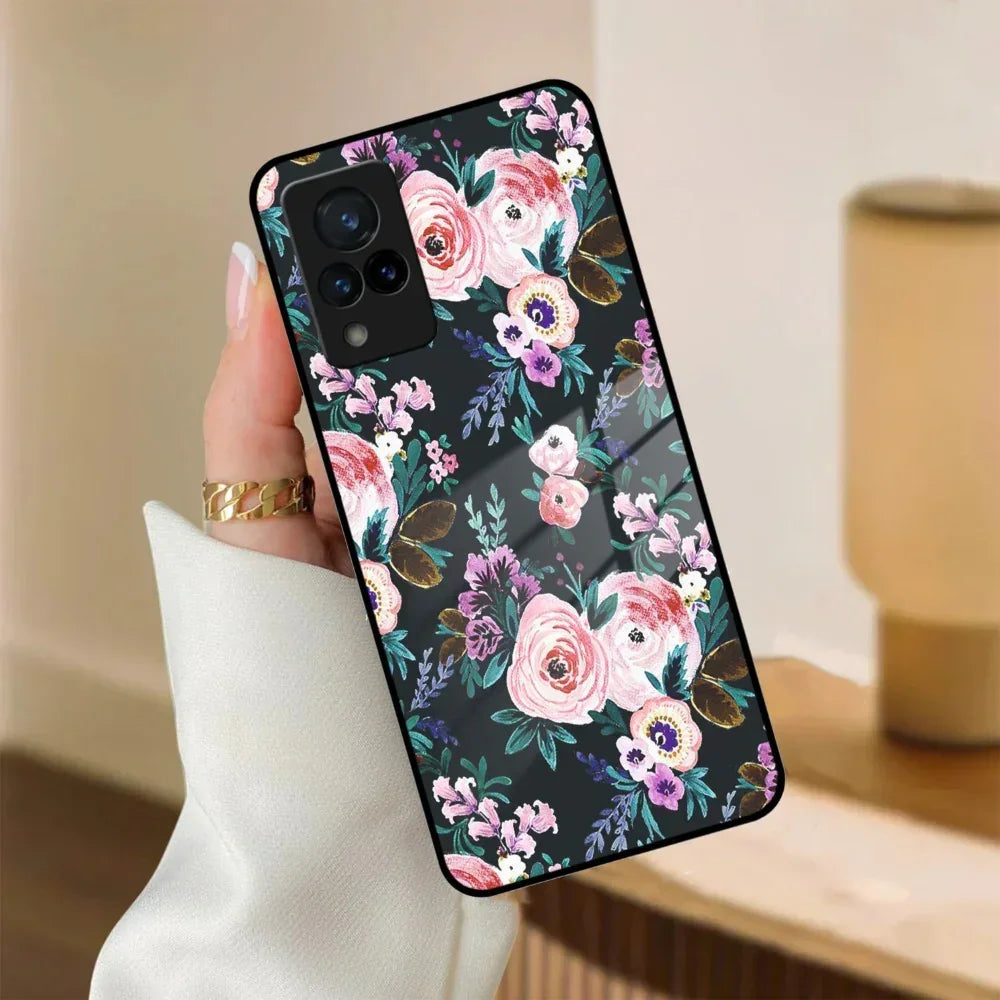 Cute Floral Glass Case Cover For Vivo - ShopOnCliQ