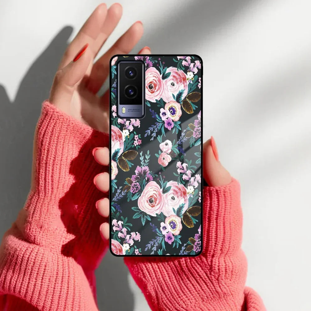Cute Floral Glass Case Cover For Vivo - ShopOnCliQ