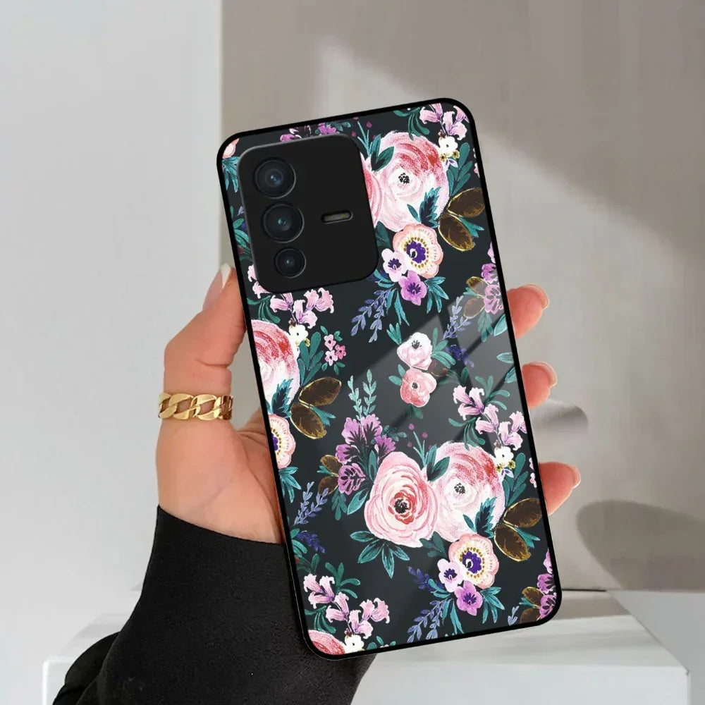Cute Floral Glass Case Cover For Vivo - ShopOnCliQ
