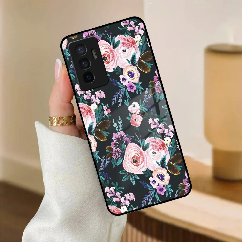 Cute Floral Glass Case Cover For Vivo - ShopOnCliQ