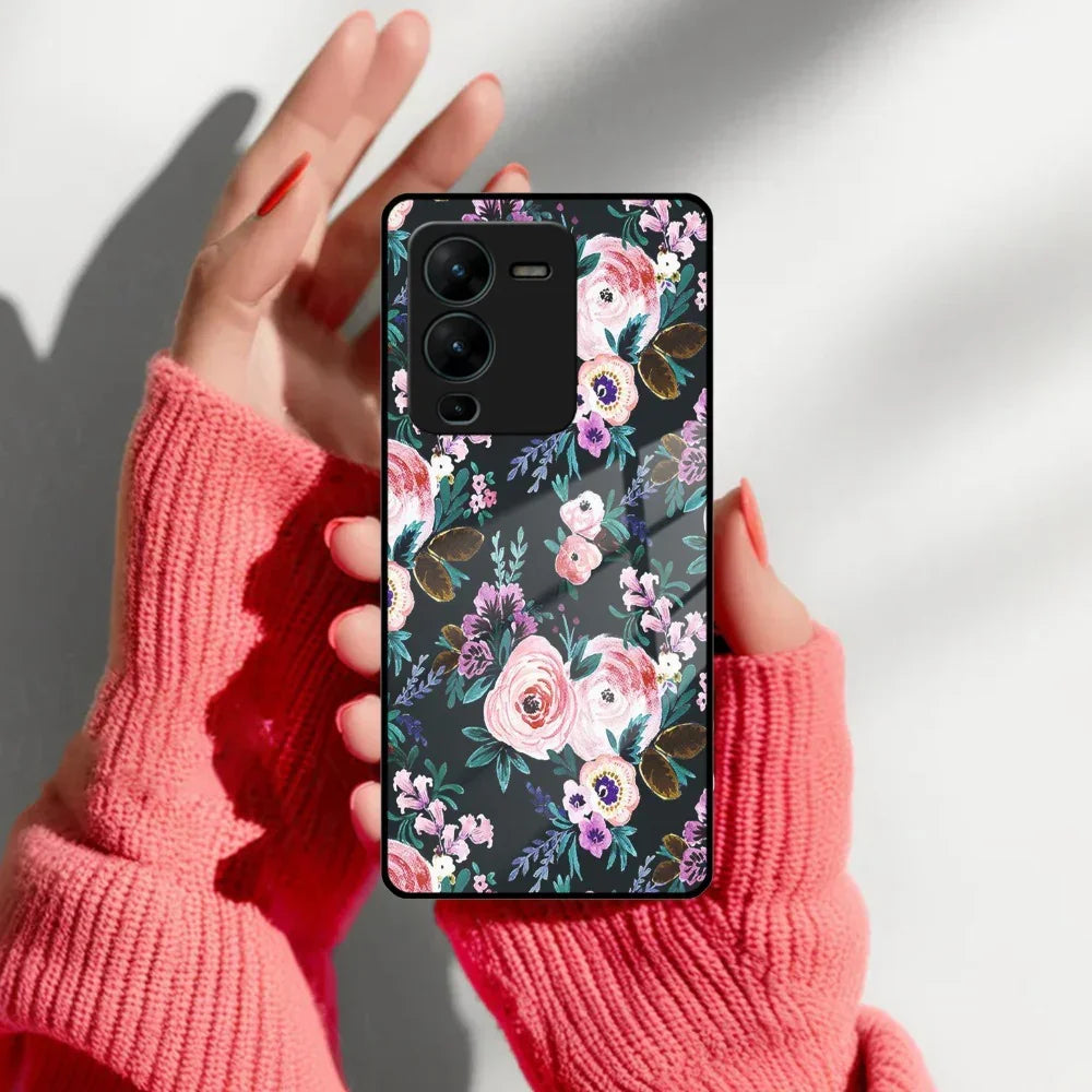 Cute Floral Glass Case Cover For Vivo - ShopOnCliQ
