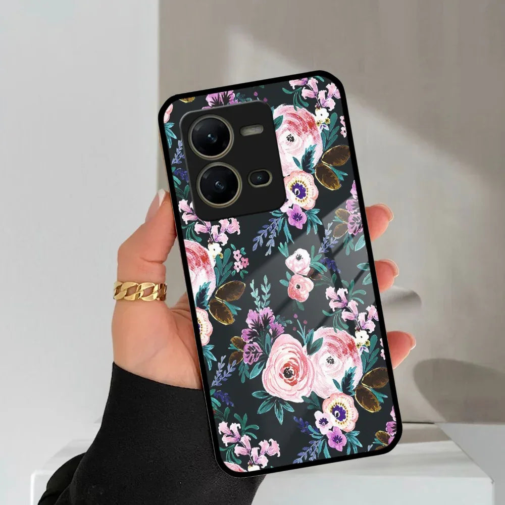 Cute Floral Glass Case Cover For Vivo - ShopOnCliQ