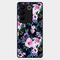 Cute Floral Glass Case Cover For Vivo V27 Pro 5G