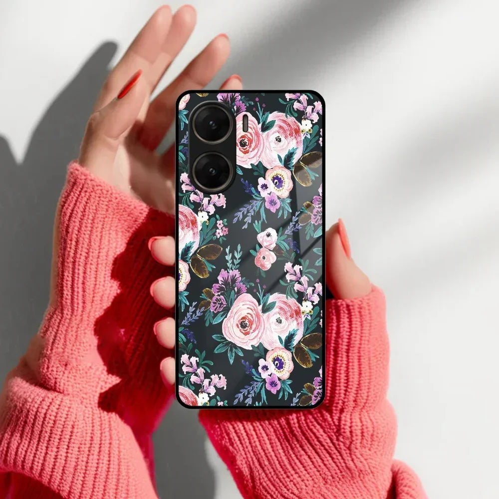 Cute Floral Glass Case Cover For Vivo - ShopOnCliQ