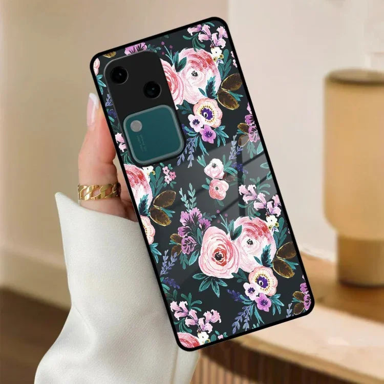 Cute Floral Glass Case Cover For Vivo - ShopOnCliQ