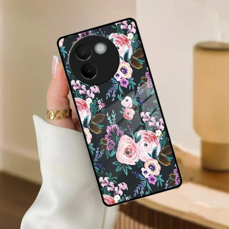 Cute Floral Glass Case Cover For Vivo - ShopOnCliQ