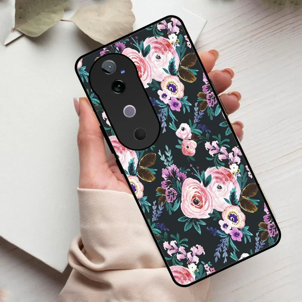 Cute Floral Glass Case Cover For Vivo - ShopOnCliQ