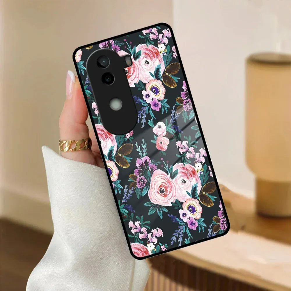 Cute Floral Glass Case Cover For Vivo - ShopOnCliQ