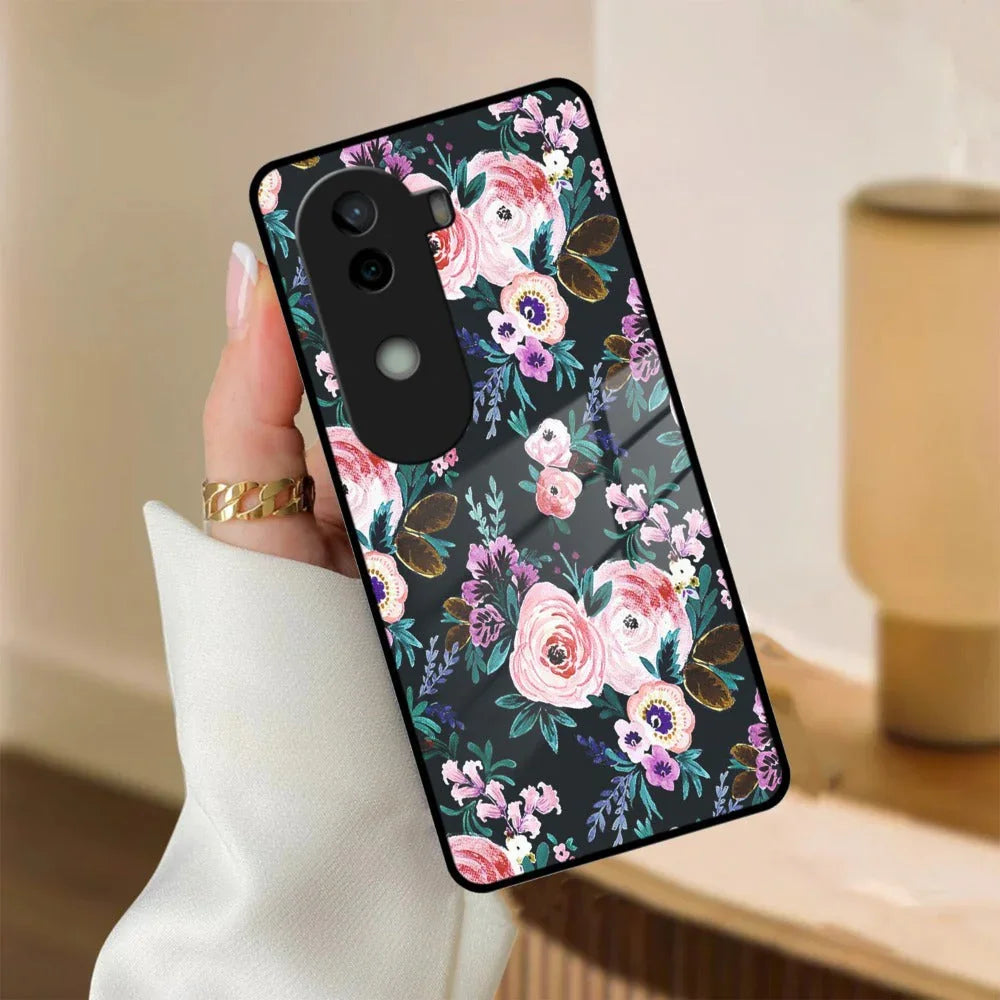 Cute Floral Glass Case Cover For iQOO - ShopOnCliQ