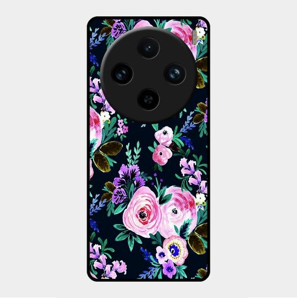 Cute Floral Glass Case Cover For Vivo X100 Pro 5G