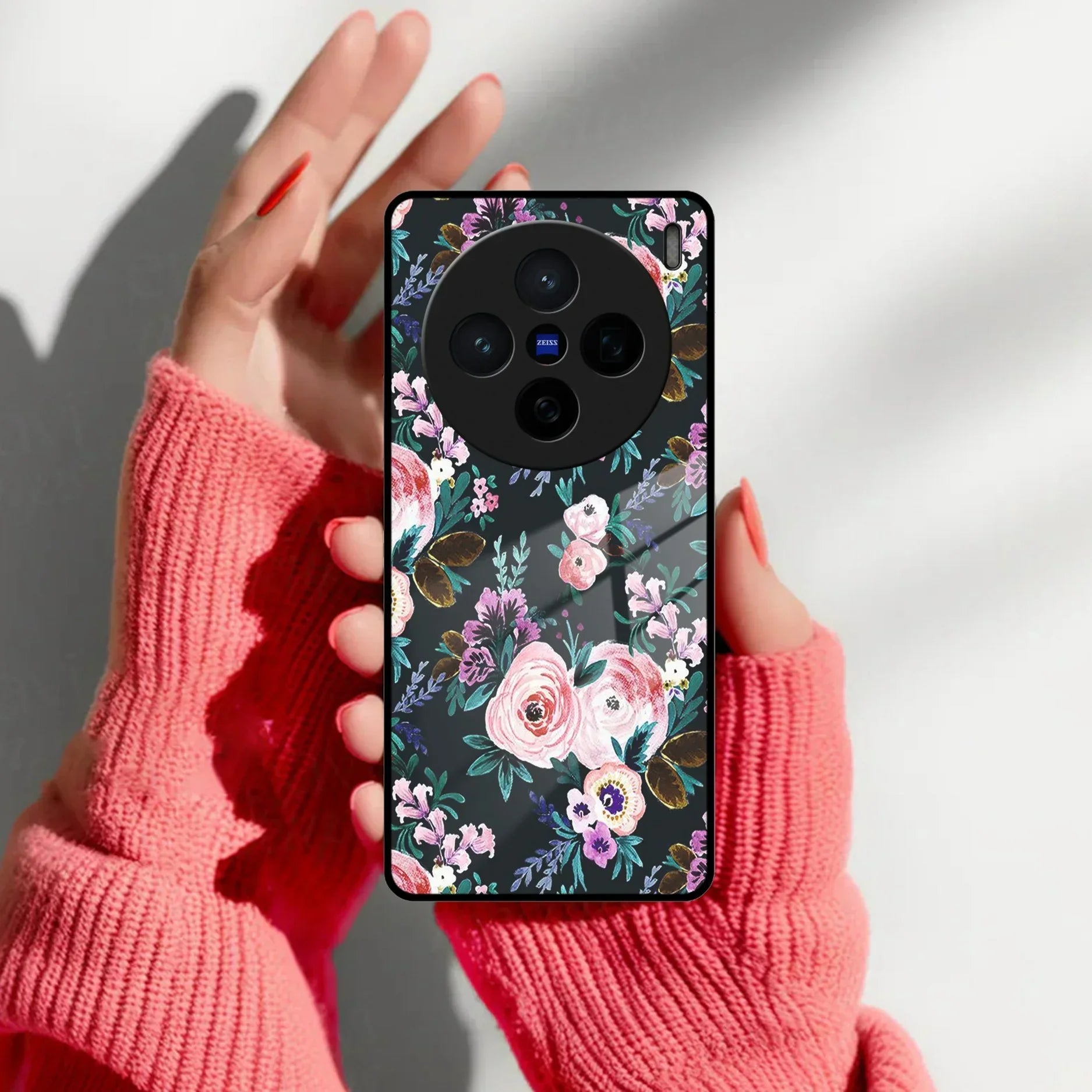 Cute Floral Glass Case Cover For Vivo - ShopOnCliQ