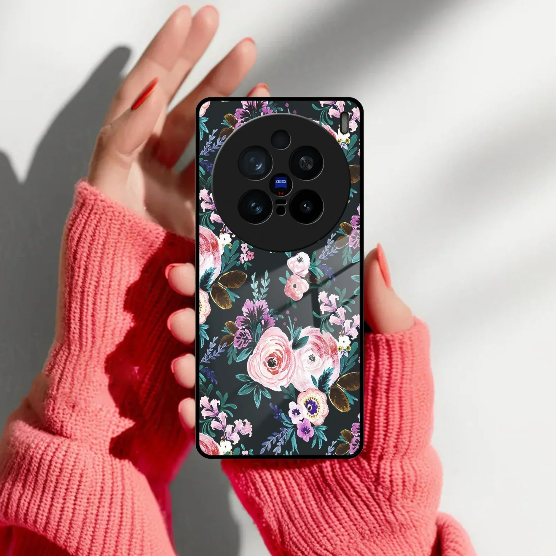 Cute Floral Glass Case Cover For Vivo - ShopOnCliQ