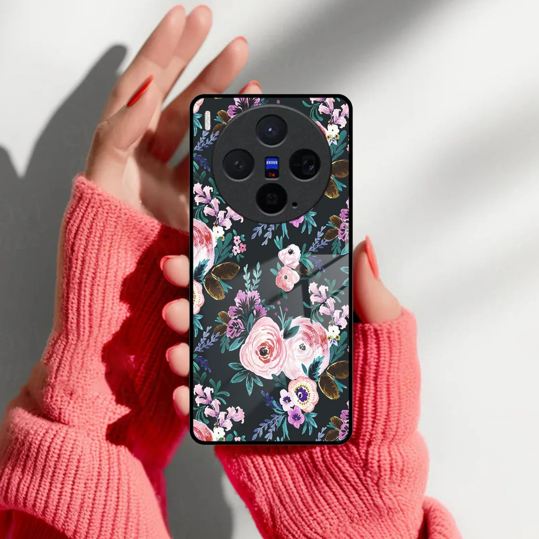 Cute Floral Glass Case Cover For Vivo