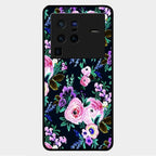 Cute Floral Glass Case Cover For Vivo X80 Pro 5G
