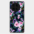 Cute Floral Glass Case Cover For Vivo X90 Pro 5G