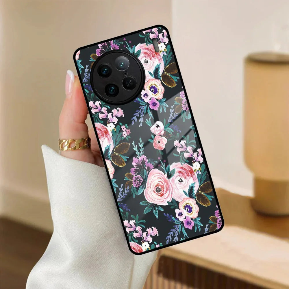 Cute Floral Glass Case Cover For iQOO - ShopOnCliQ