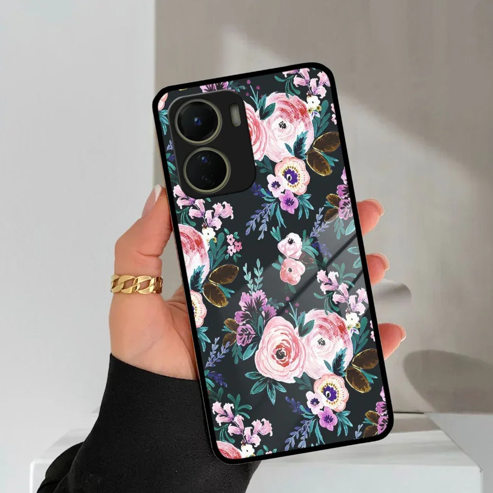 Cute Floral Glass Case Cover For Vivo - ShopOnCliQ