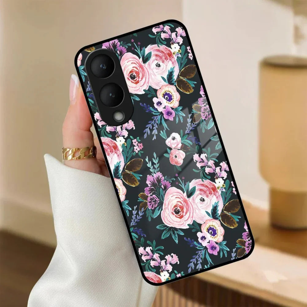 Cute Floral Glass Case Cover For Vivo - ShopOnCliQ