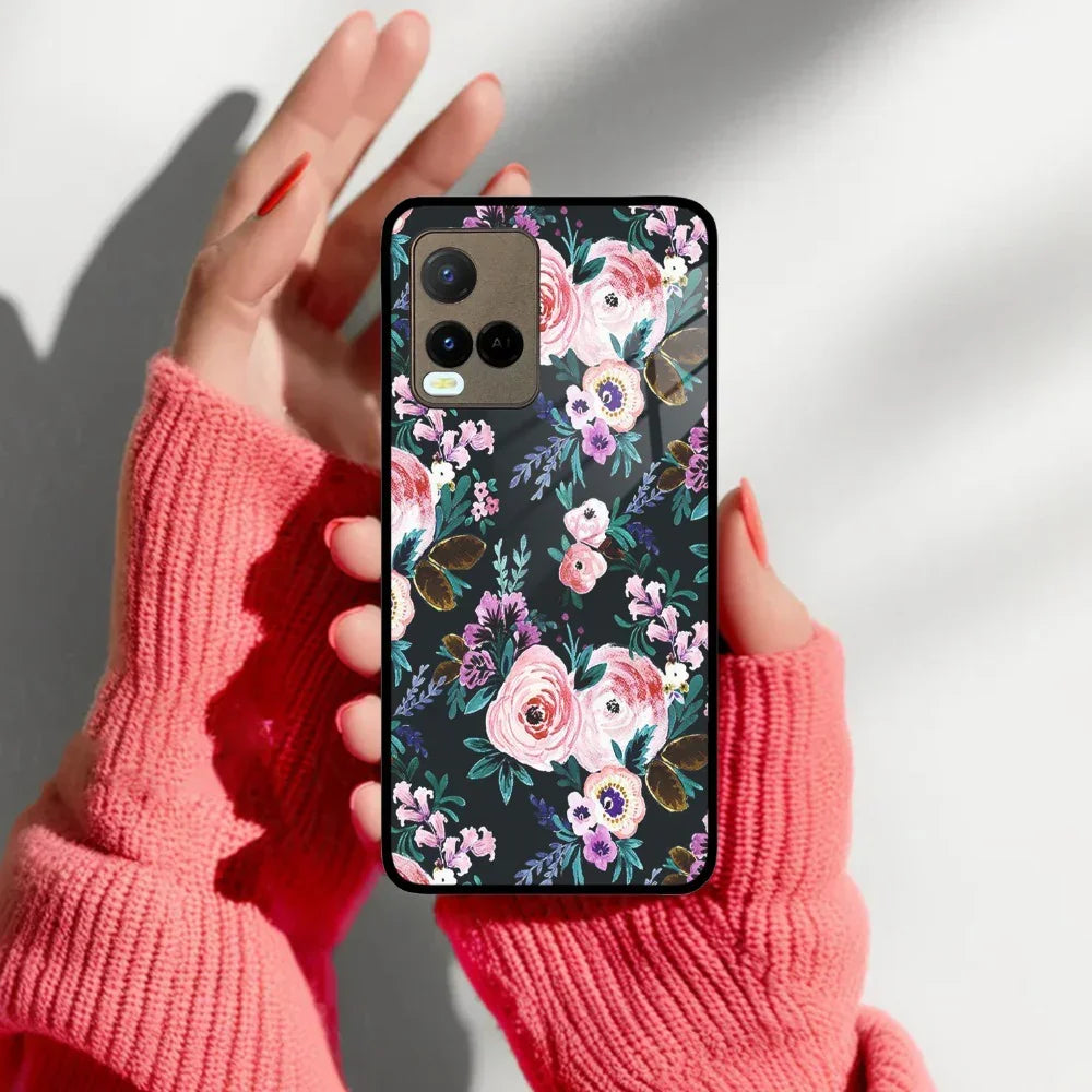 Cute Floral Glass Case Cover For Vivo - ShopOnCliQ