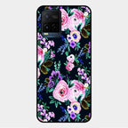 Cute Floral Glass Case Cover For Vivo Y21G