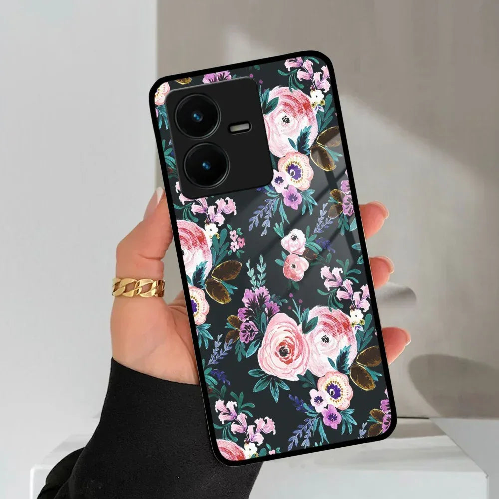Cute Floral Glass Case Cover For Vivo - ShopOnCliQ