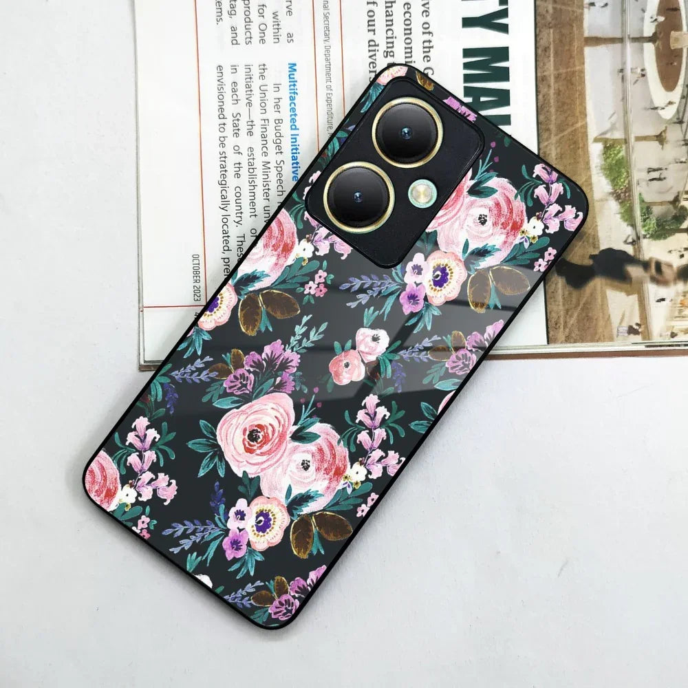 Cute Floral Glass Case Cover For Vivo - ShopOnCliQ