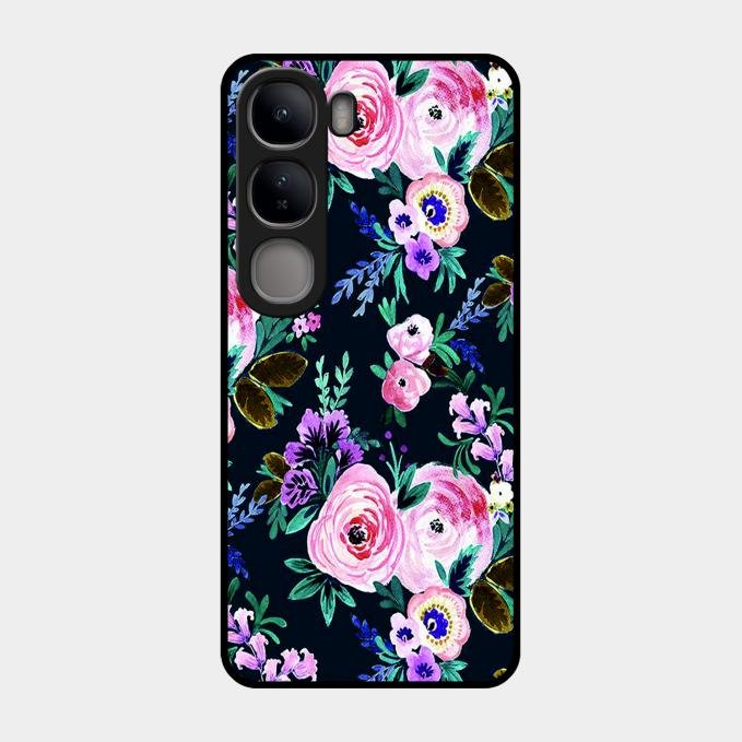 Cute Floral Glass Case Cover For Vivo Y300 5G