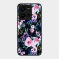 Cute Floral Glass Case Cover For Vivo Y35