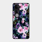 Cute Floral Glass Case Cover For Vivo Y400 Pro 5G