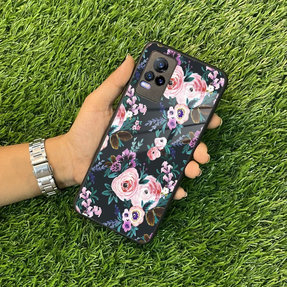 Cute Floral Glass Case Cover For Vivo - ShopOnCliQ